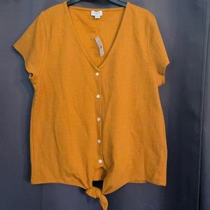 Mustard button down shirt